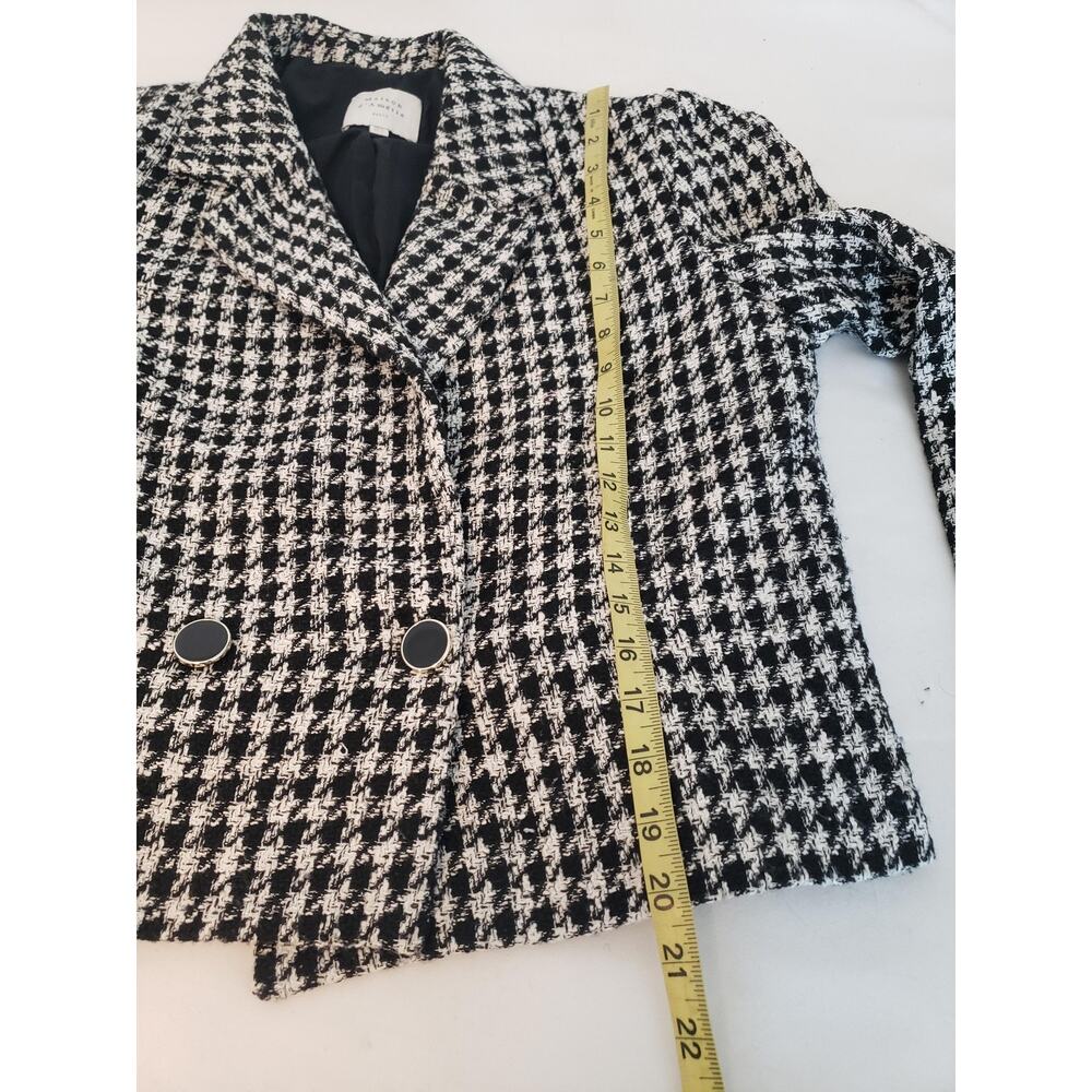 Vintage Blazer Suit Jacket Womens 12 Black White Houndstooth Cropped Tweed Paris - Picture 9 of 16